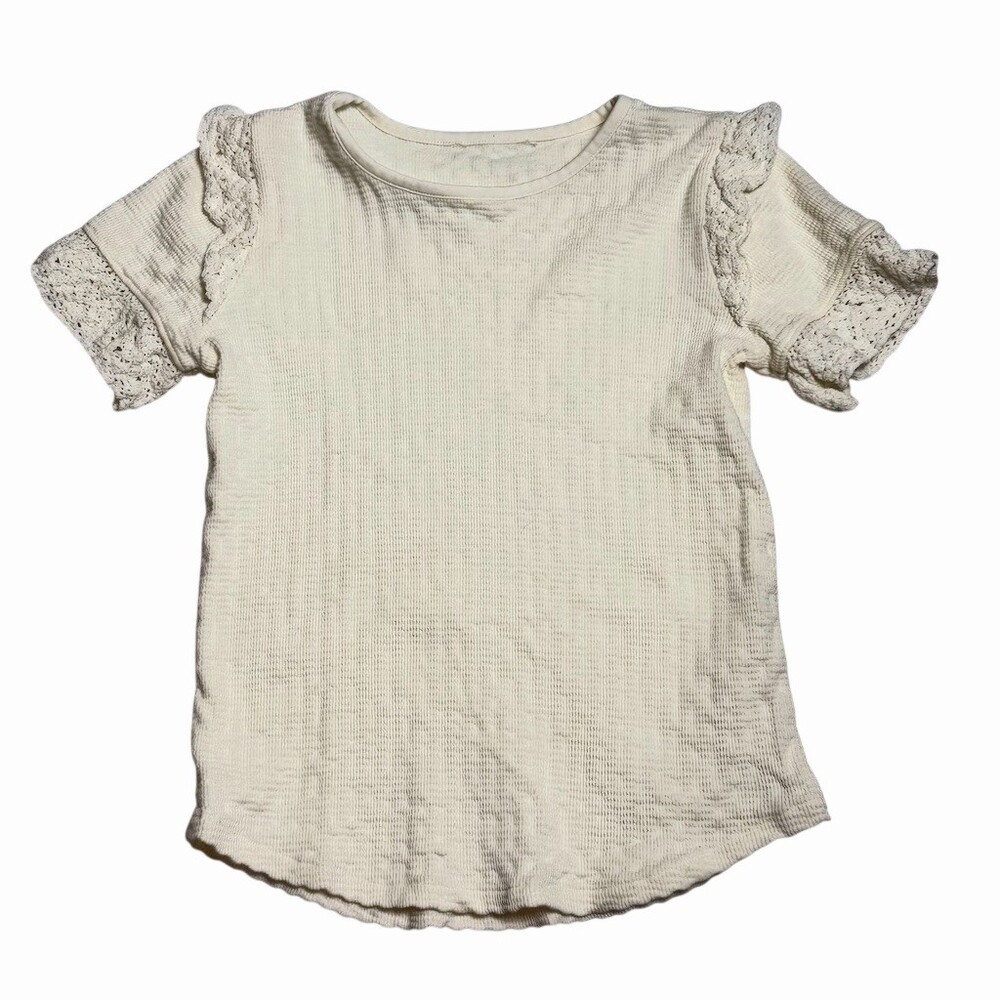 Matilda Jane Just Imagine Landry Egret Top - Ivory Crochet Ruffle - Size S (10/1